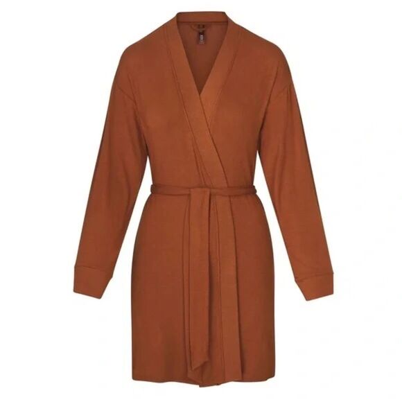 SKIMS Women's Robe in Rich Mustard - Picture 6 of 11